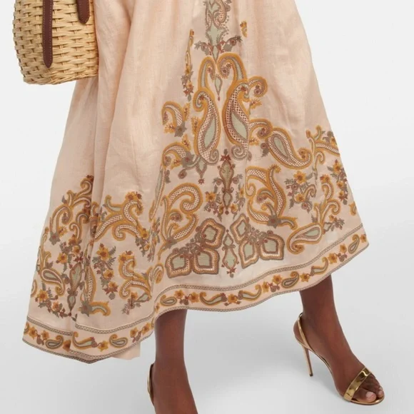 NWT Zimmermann Devi Embroidered Linen Midi Dress - Picture 7 of 16